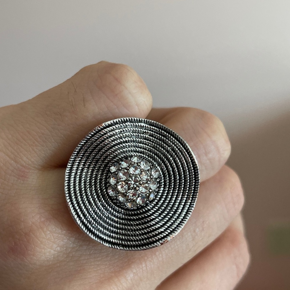 Crystal Ring Flower Ring Zircon Retro Jewelry - Picture 5 of 6